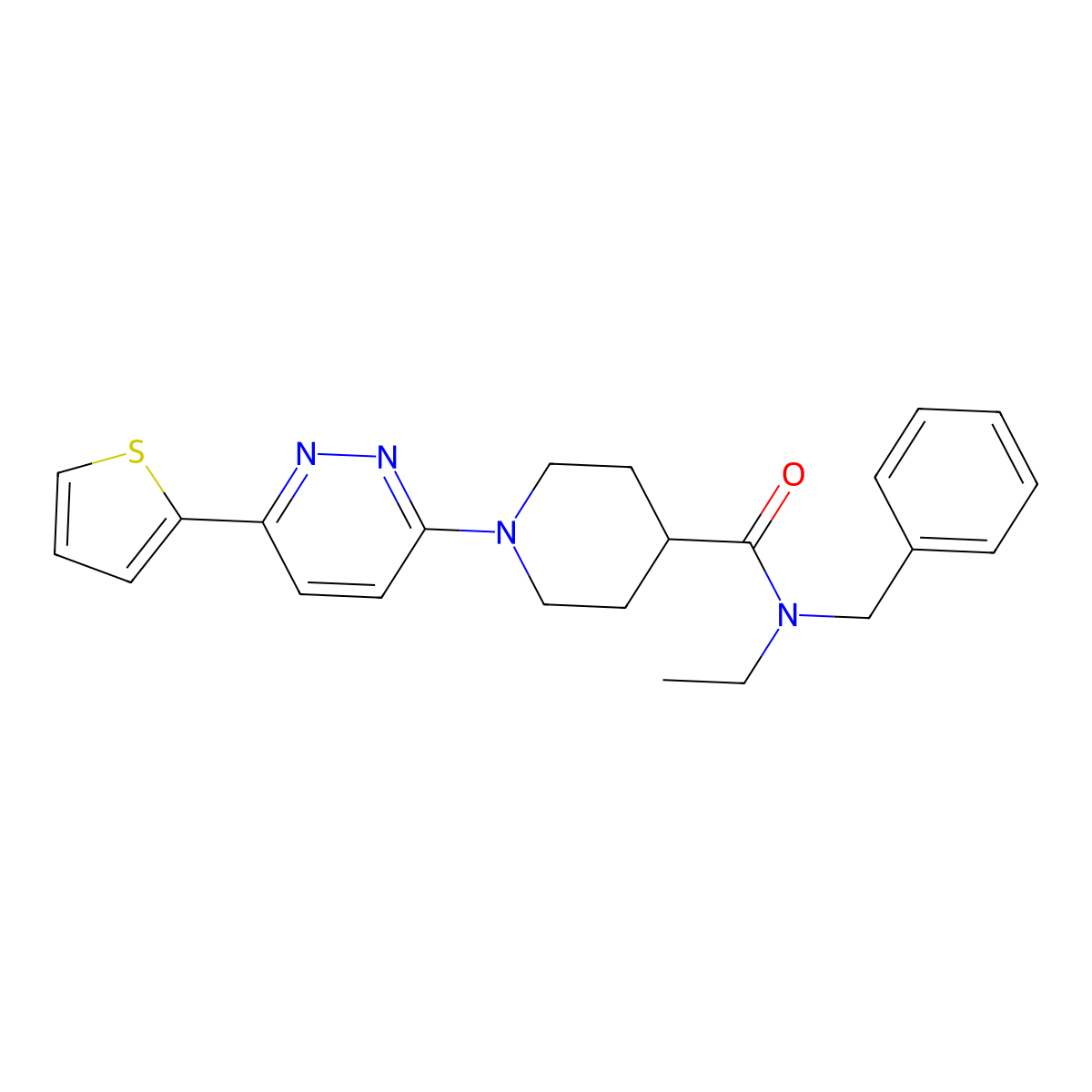 N-benzyl-N-ethyl-1-(6-(thiophen-2-yl)pyridazin-3-yl)piperidine-4-carboxamide molecular structure, CAS 1203368-12-0