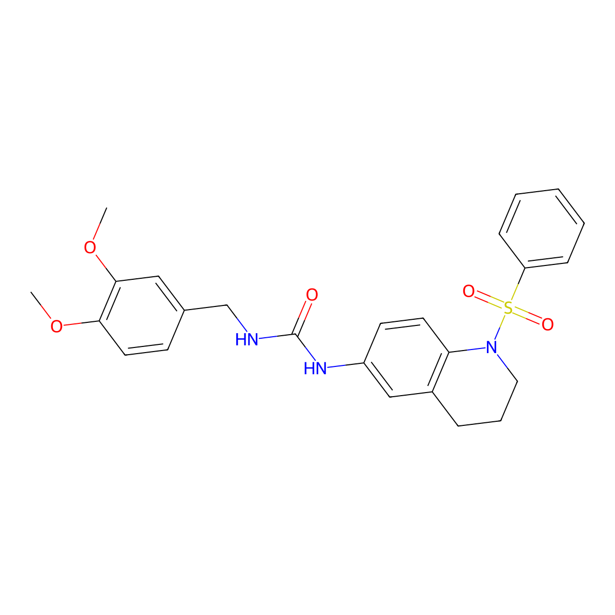 1-(3,4-Dimethoxybenzyl)-3-(1-(phenylsulfonyl)-1,2,3,4-tetrahydroquinolin-6-yl)urea molecular structure, CAS 1203368-61-9