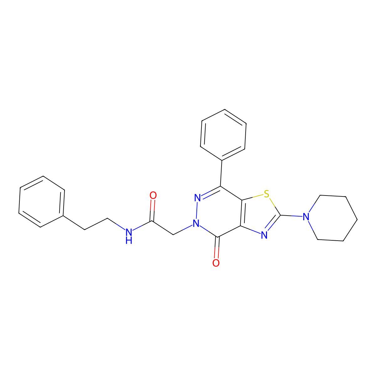 2-(4-oxo-7-phenyl-2-(piperidin-1-yl)thiazolo[4,5-d]pyridazin-5(4H)-yl)-N-phenethylacetamide molecular structure, CAS 1203369-16-7