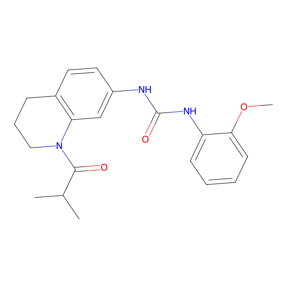 1-(1-Isobutyryl-1,2,3,4-tetrahydroquinolin-7-yl)-3-(2-methoxyphenyl)urea molecular structure, CAS 1203369-23-6