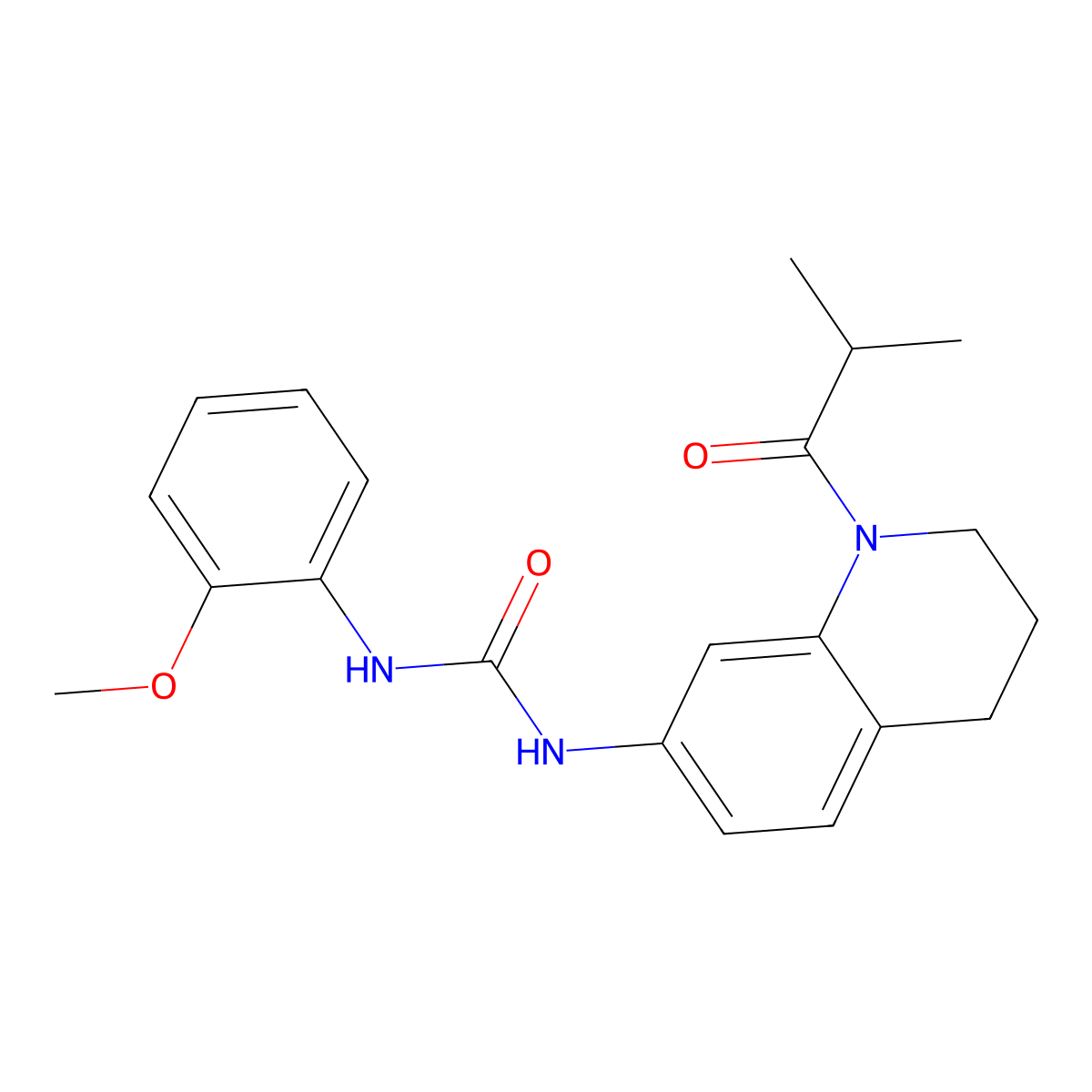 1-(1-Isobutyryl-1,2,3,4-tetrahydroquinolin-7-yl)-3-(2-methoxyphenyl)urea molecular structure, CAS 1203369-23-6