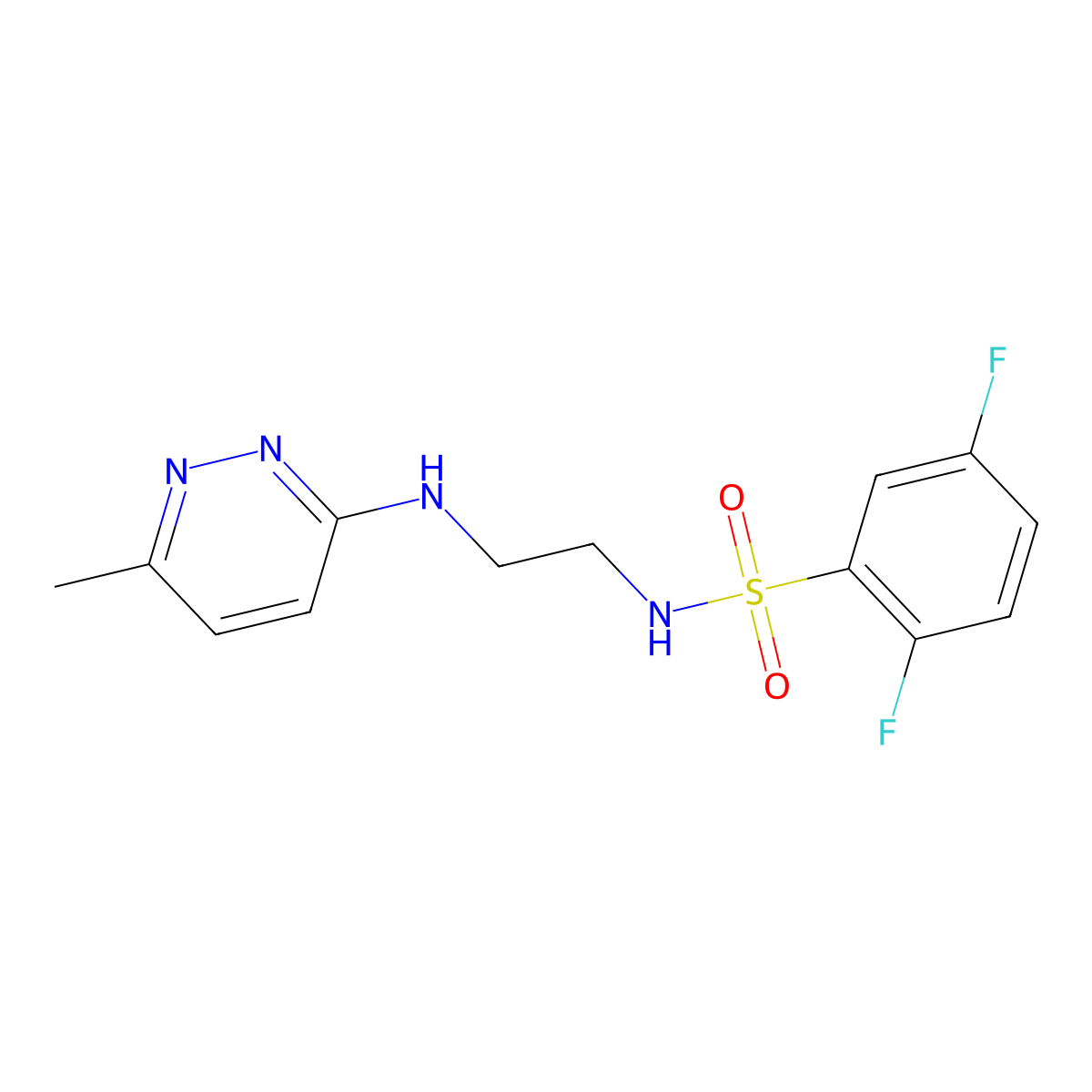 2,5-difluoro-N-(2-((6-methylpyridazin-3-yl)amino)ethyl)benzenesulfonamide molecular structure, CAS 1203369-30-5