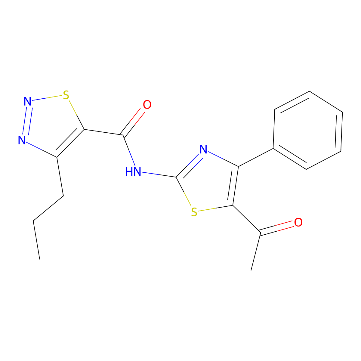 N-(5-acetyl-4-phenylthiazol-2-yl)-4-propyl-1,2,3-thiadiazole-5-carboxamide molecular structure, CAS 1203369-63-4