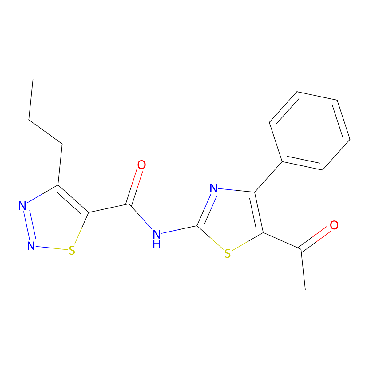 N-(5-acetyl-4-phenylthiazol-2-yl)-4-propyl-1,2,3-thiadiazole-5-carboxamide molecular structure, CAS 1203369-63-4
