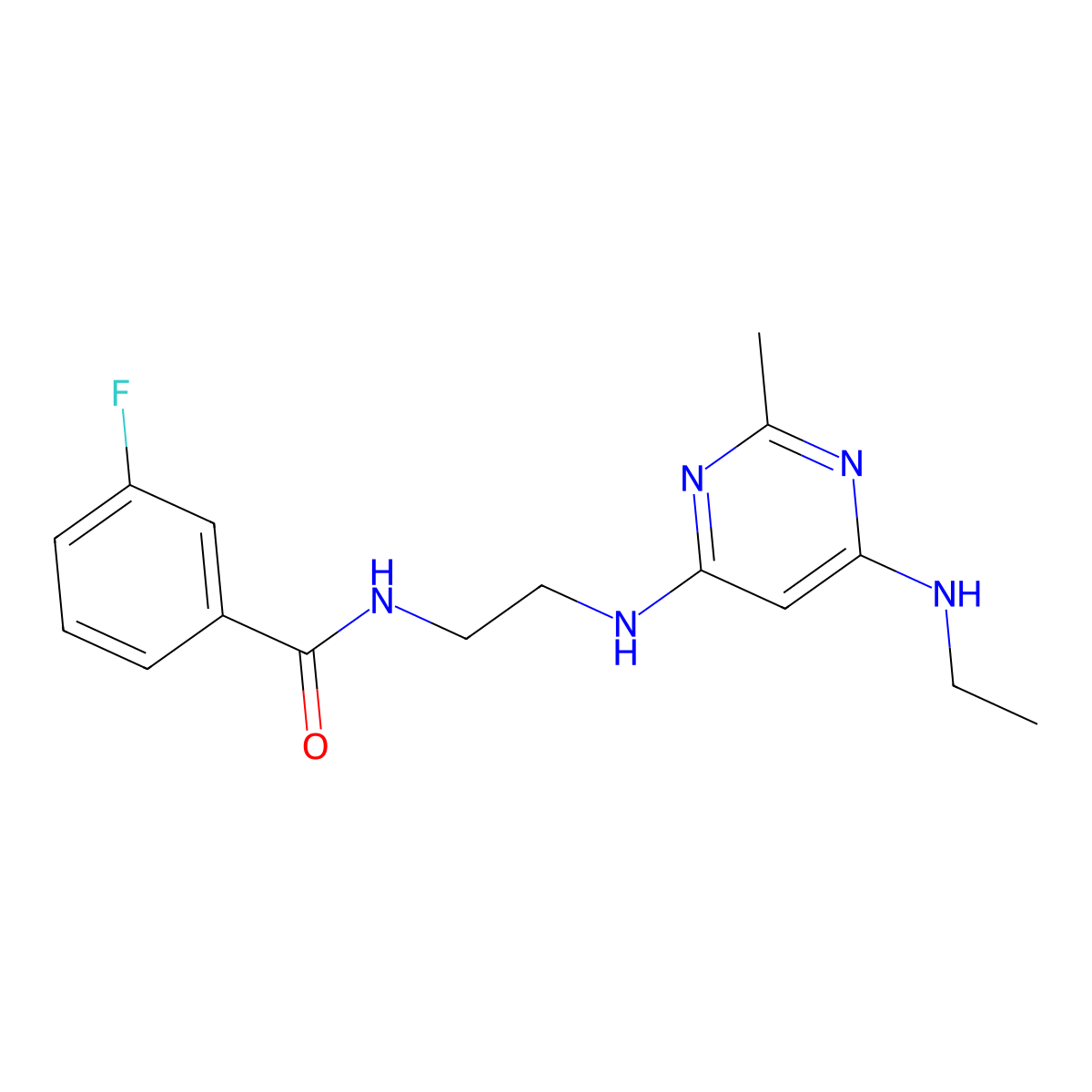 N-(2-((6-(ethylamino)-2-methylpyrimidin-4-yl)amino)ethyl)-3-fluorobenzamide molecular structure, CAS 1203369-89-4