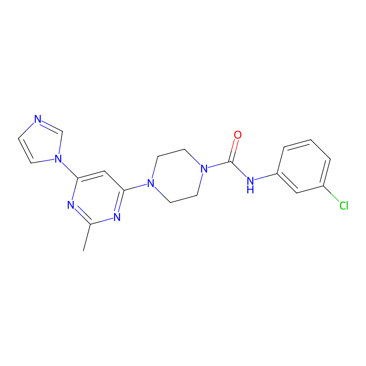 4-(6-(1H-imidazol-1-yl)-2-methylpyrimidin-4-yl)-N-(3-chlorophenyl)piperazine-1-carboxamide molecular structure, CAS 1203370-06-2