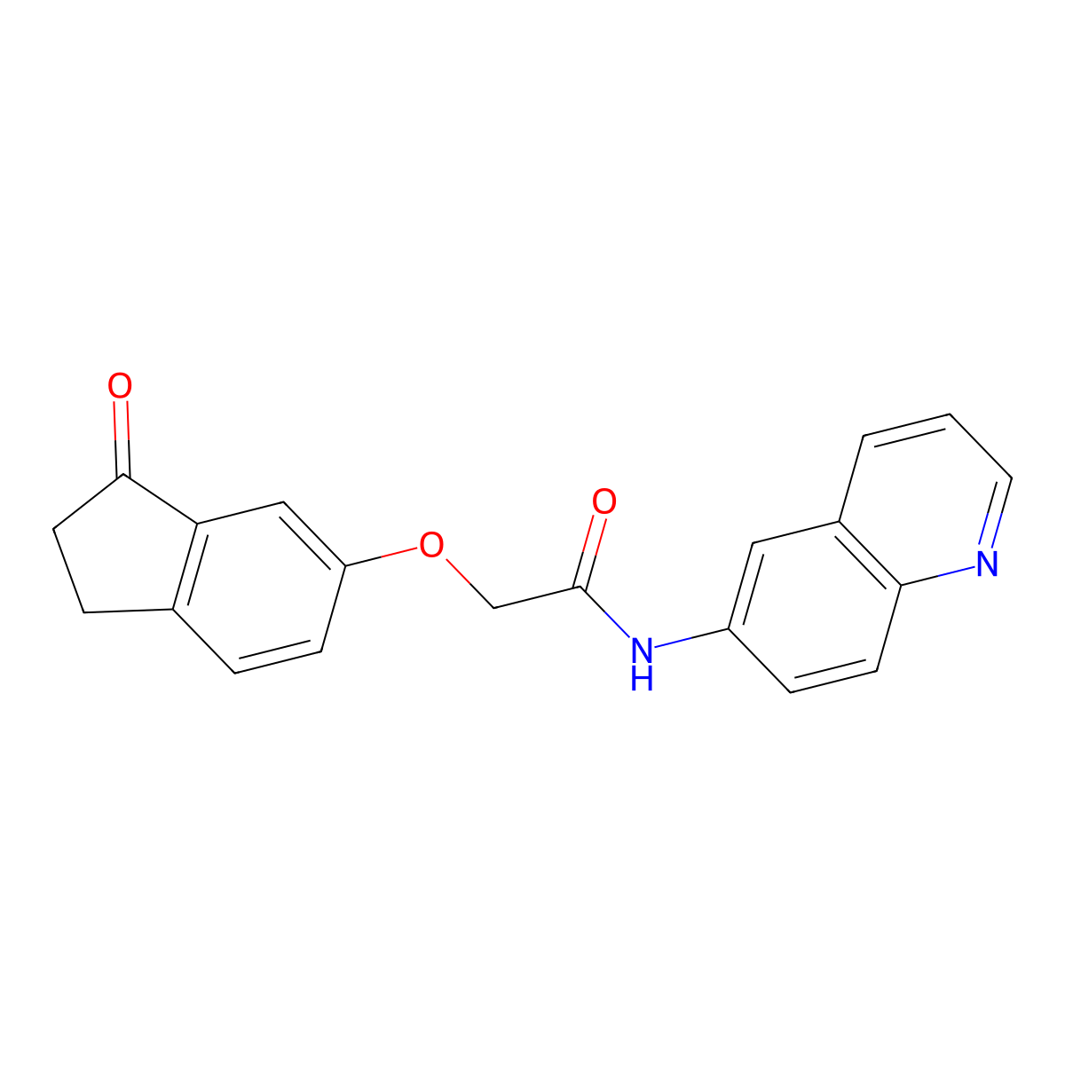2-((3-oxo-2,3-dihydro-1H-inden-5-yl)oxy)-N-(quinolin-6-yl)acetamide molecular structure, CAS 1203370-68-6