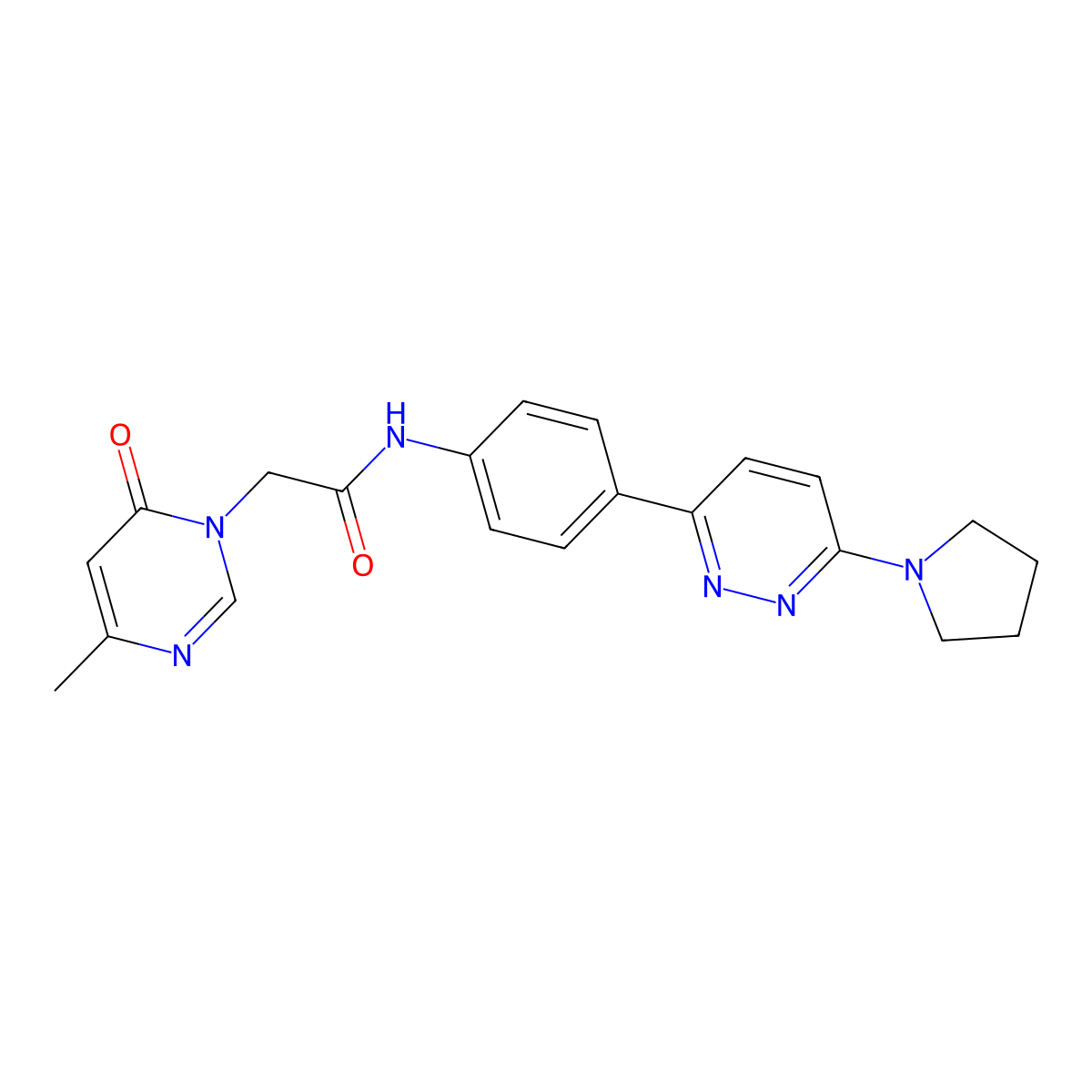 2-(4-methyl-6-oxopyrimidin-1(6H)-yl)-N-(4-(6-(pyrrolidin-1-yl)pyridazin-3-yl)phenyl)acetamide molecular structure, CAS 1203372-61-5