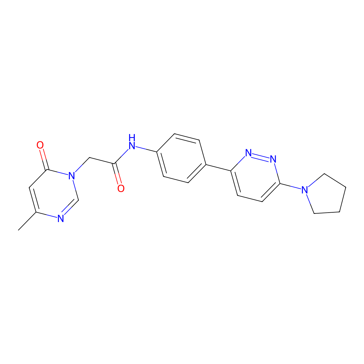 2-(4-methyl-6-oxopyrimidin-1(6H)-yl)-N-(4-(6-(pyrrolidin-1-yl)pyridazin-3-yl)phenyl)acetamide molecular structure, CAS 1203372-61-5