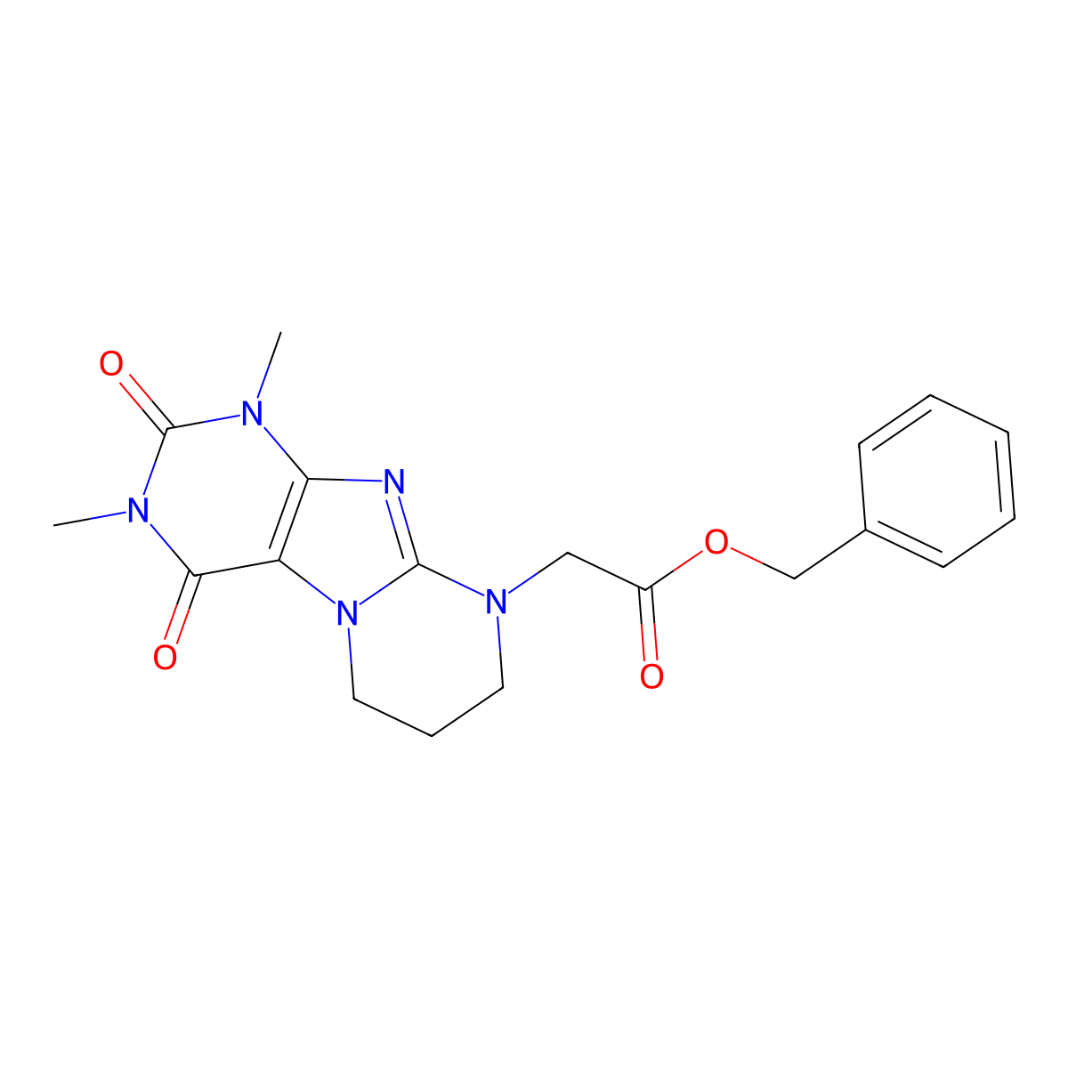 benzyl 2-(1,3-dimethyl-2,4-dioxo-7,8-dihydro-6H-purino[7,8-a]pyrimidin-9-yl)acetate molecular structure, CAS 1203372-66-0