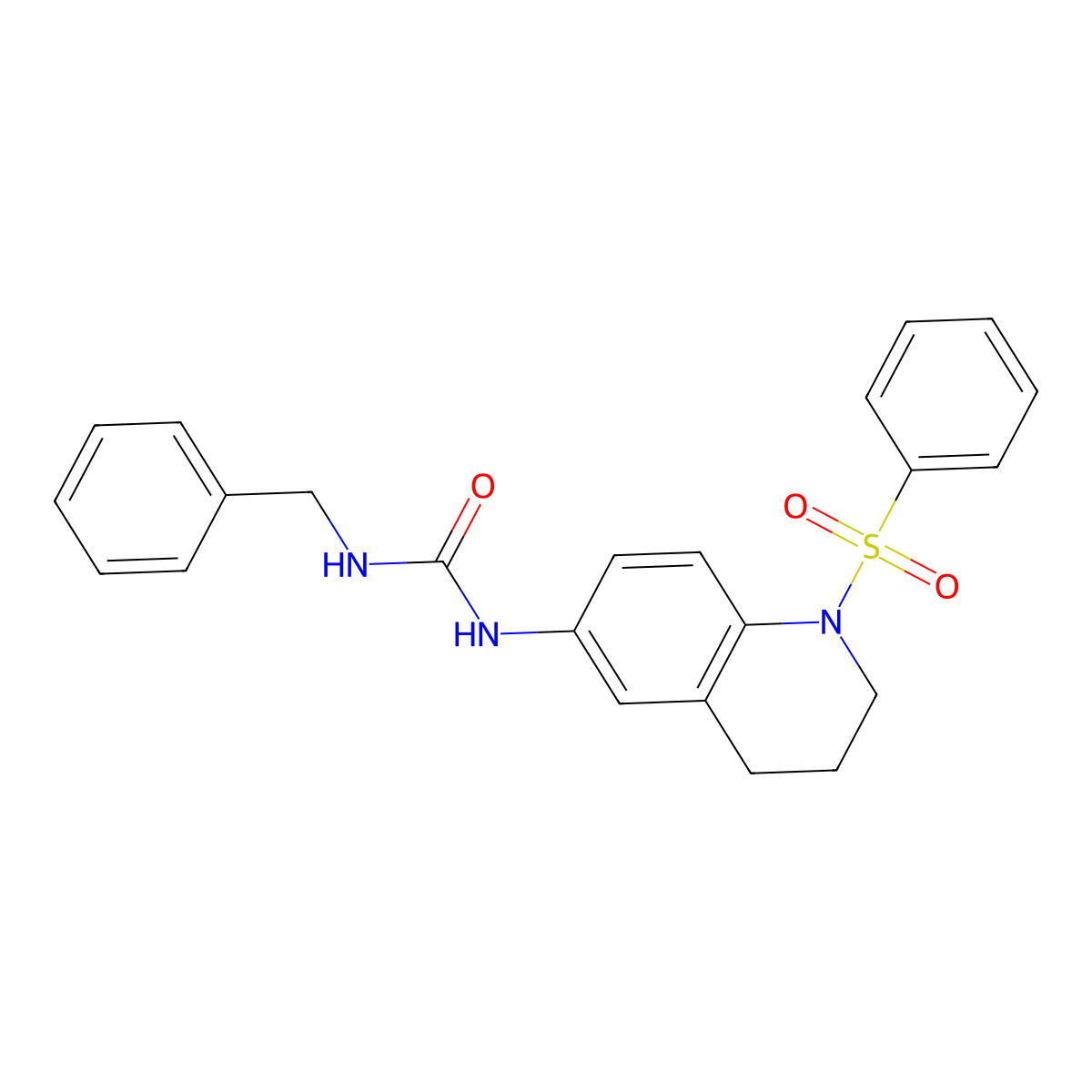 1-Benzyl-3-(1-(phenylsulfonyl)-1,2,3,4-tetrahydroquinolin-6-yl)urea molecular structure, CAS 1203373-78-7