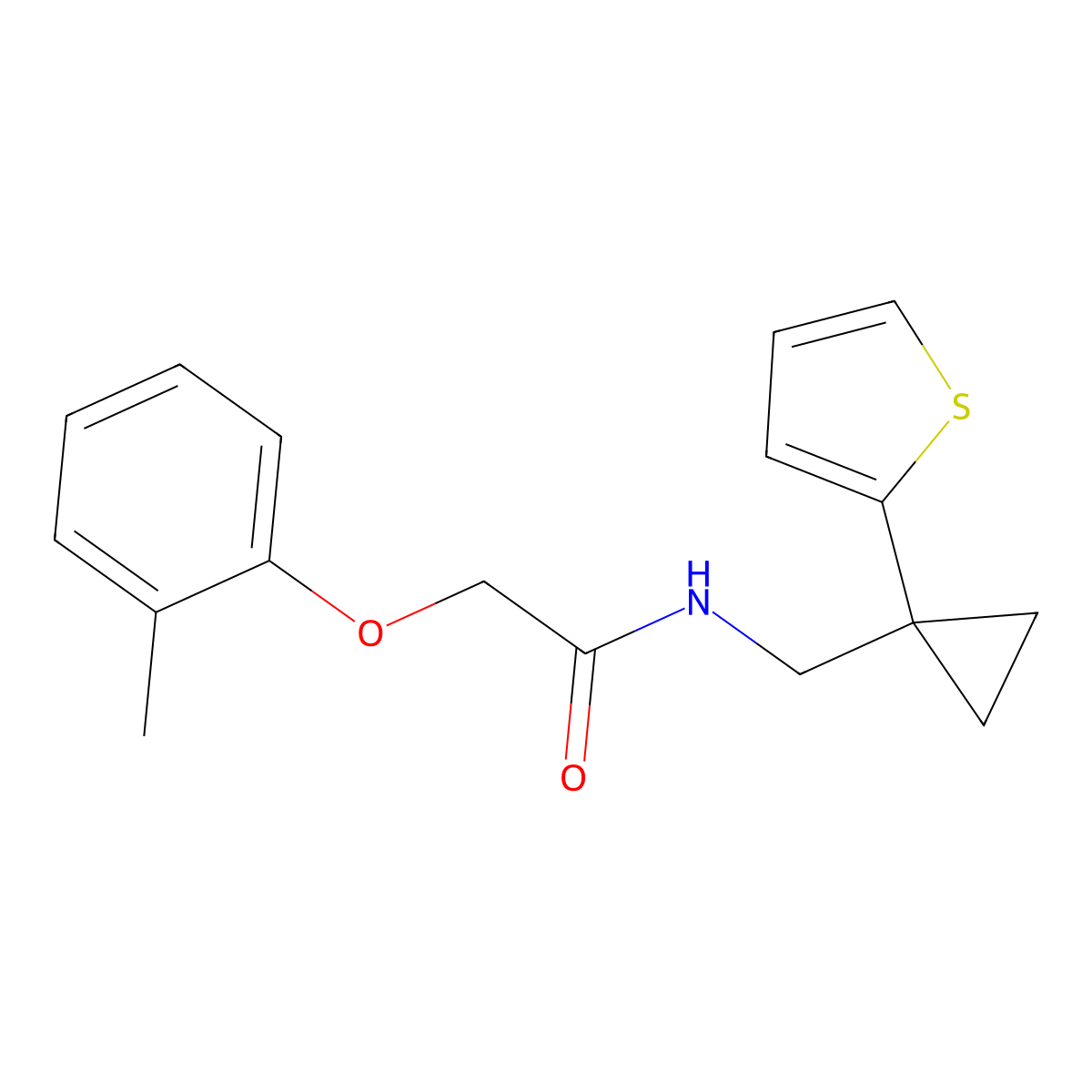 N-((1-(thiophen-2-yl)cyclopropyl)methyl)-2-(o-tolyloxy)acetamide molecular structure, CAS 1203374-32-6