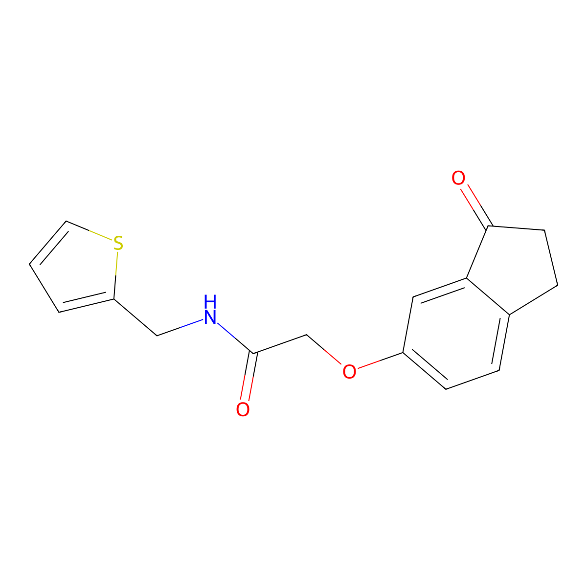 2-((3-oxo-2,3-dihydro-1H-inden-5-yl)oxy)-N-(thiophen-2-ylmethyl)acetamide molecular structure, CAS 1203374-74-6