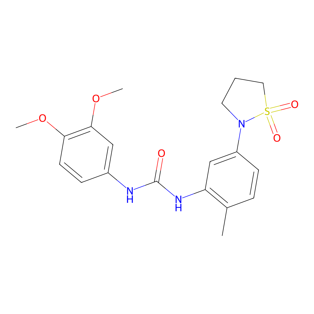 1-(3,4-Dimethoxyphenyl)-3-(5-(1,1-dioxidoisothiazolidin-2-yl)-2-methylphenyl)urea molecular structure, CAS 1203374-79-1