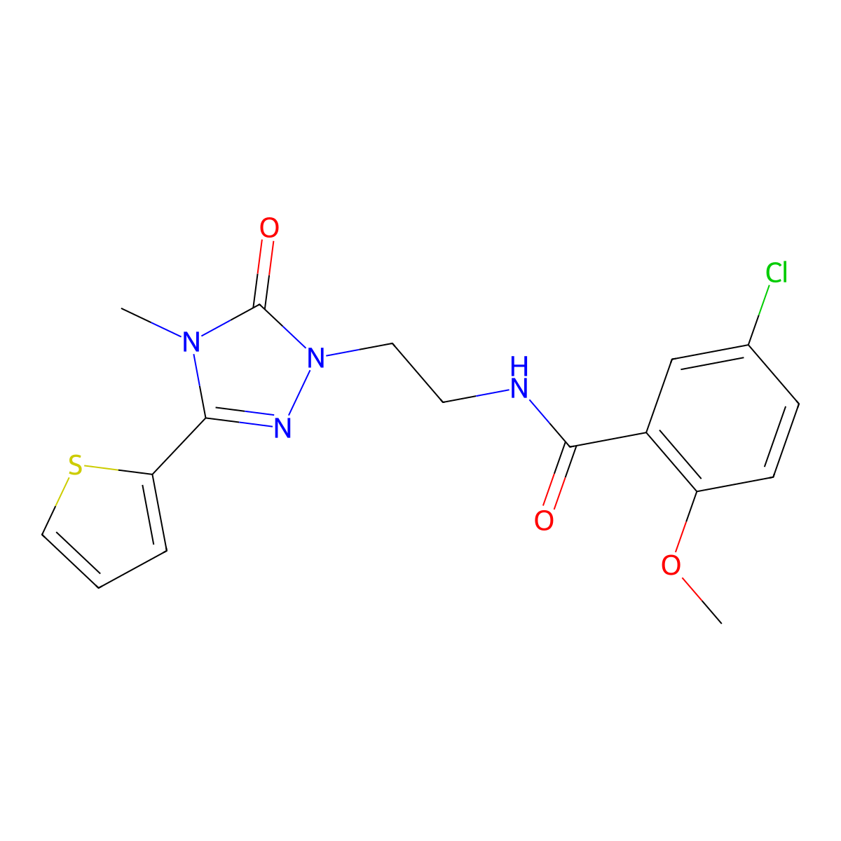 5-chloro-2-methoxy-N-(2-(4-methyl-5-oxo-3-(thiophen-2-yl)-4,5-dihydro-1H-1,2,4-triazol-1-yl)ethyl)benzamide molecular structure, CAS 1203375-21-6