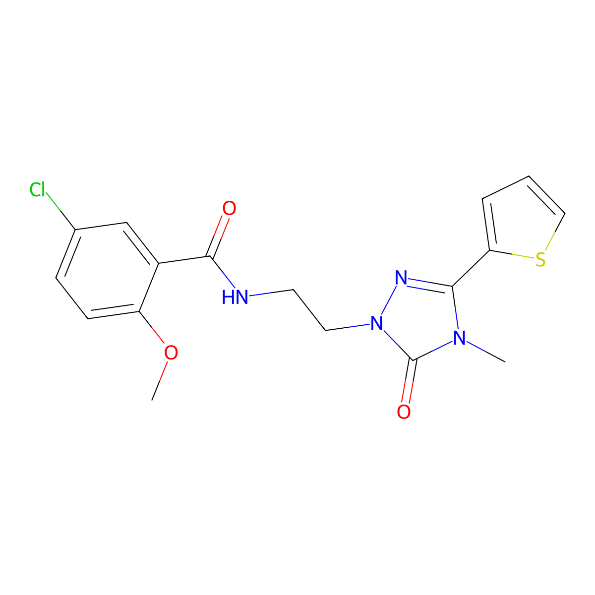 5-chloro-2-methoxy-N-(2-(4-methyl-5-oxo-3-(thiophen-2-yl)-4,5-dihydro-1H-1,2,4-triazol-1-yl)ethyl)benzamide molecular structure, CAS 1203375-21-6