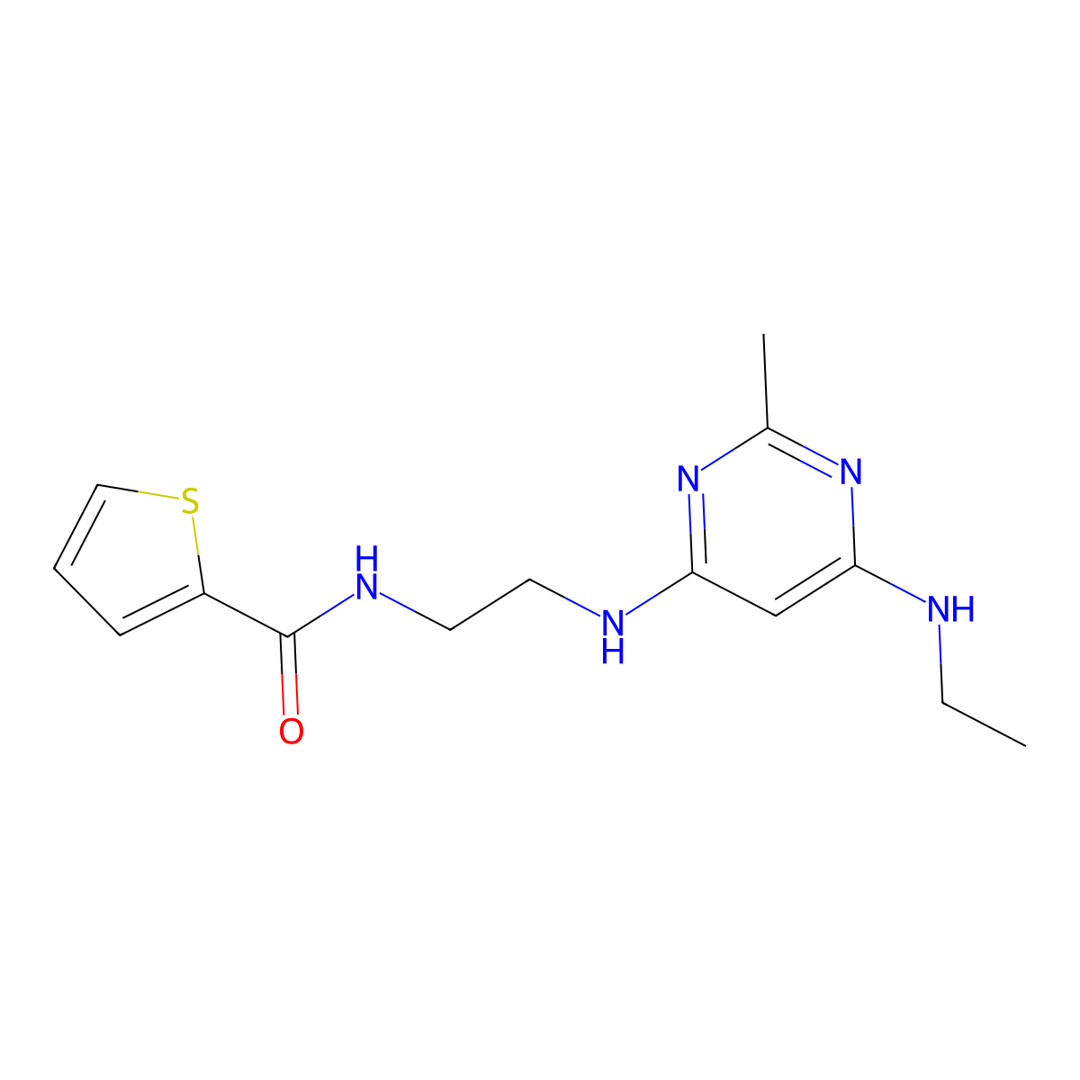 N-(2-{[6-(ethylamino)-2-methylpyrimidin-4-yl]amino}ethyl)thiophene-2-carboxamide molecular structure, CAS 1203375-56-7