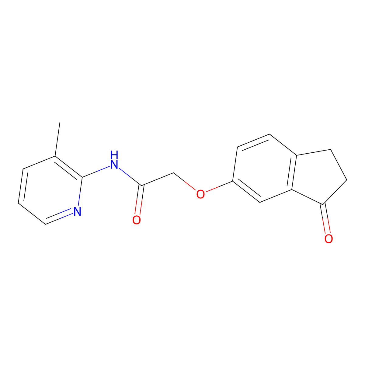 N-(3-methylpyridin-2-yl)-2-((3-oxo-2,3-dihydro-1H-inden-5-yl)oxy)acetamide molecular structure, CAS 1203375-74-9
