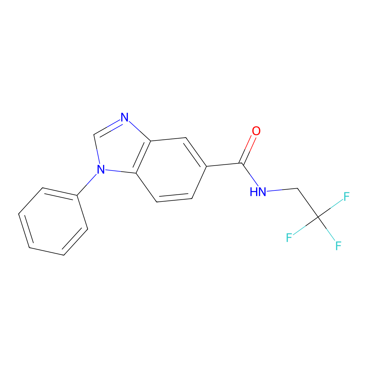 1-phenyl-N-(2,2,2-trifluoroethyl)-1H-benzo[d]imidazole-5-carboxamide molecular structure, CAS 1203375-93-2