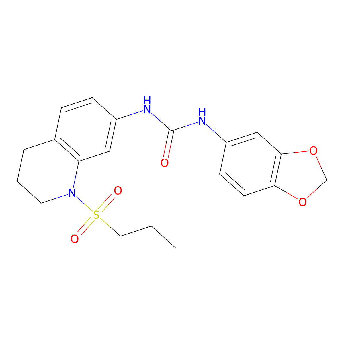 1-(Benzo[d][1,3]dioxol-5-yl)-3-(1-(propylsulfonyl)-1,2,3,4-tetrahydroquinolin-7-yl)urea molecular structure, CAS 1203376-27-5