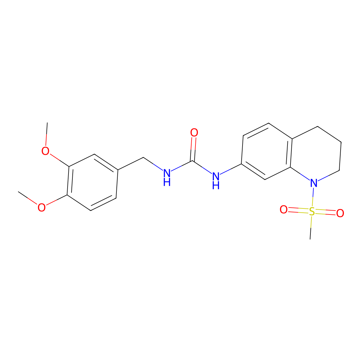 1-(3,4-Dimethoxybenzyl)-3-(1-(methylsulfonyl)-1,2,3,4-tetrahydroquinolin-7-yl)urea molecular structure, CAS 1203377-40-5