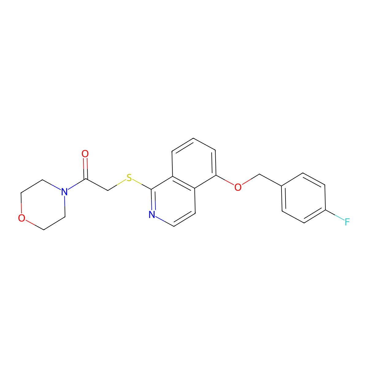 2-((5-((4-Fluorobenzyl)oxy)isoquinolin-1-yl)thio)-1-morpholinoethanone molecular structure, CAS 1203378-62-4