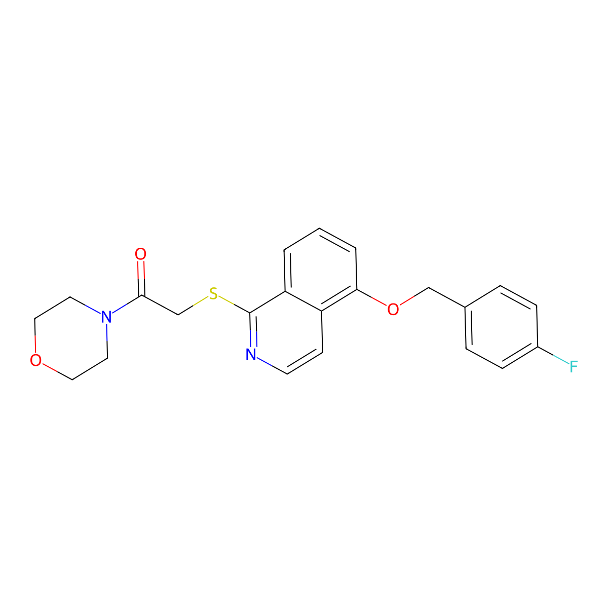 2-((5-((4-Fluorobenzyl)oxy)isoquinolin-1-yl)thio)-1-morpholinoethanone molecular structure, CAS 1203378-62-4