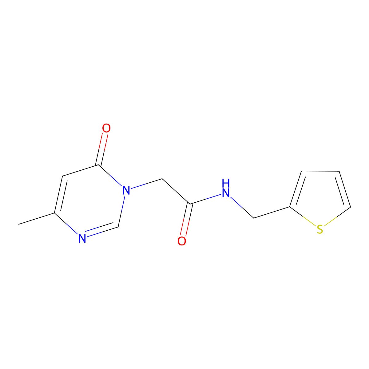 2-(4-methyl-6-oxopyrimidin-1(6H)-yl)-N-(thiophen-2-ylmethyl)acetamide molecular structure, CAS 1203378-80-6