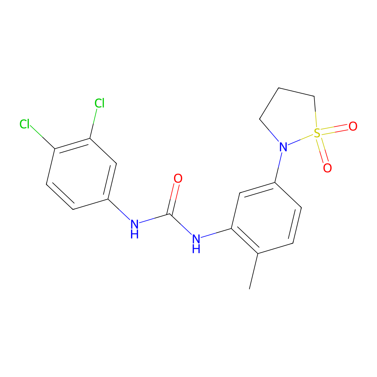 1-(3,4-Dichlorophenyl)-3-(5-(1,1-dioxidoisothiazolidin-2-yl)-2-methylphenyl)urea molecular structure, CAS 1203379-26-3