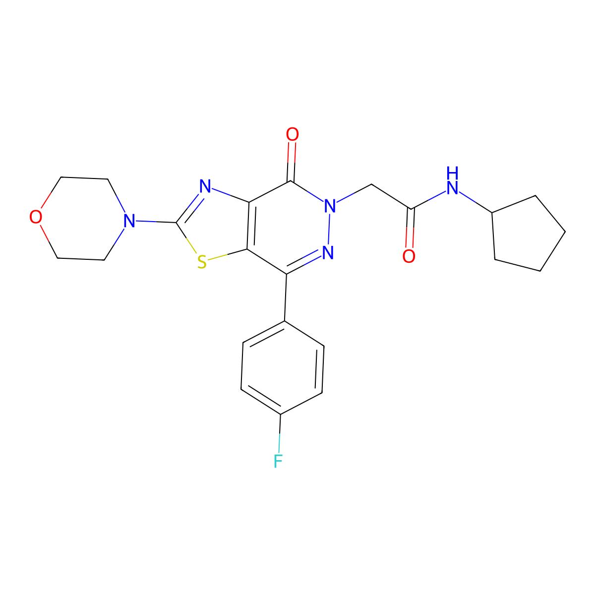 N-cyclopentyl-2-(7-(4-fluorophenyl)-2-morpholino-4-oxothiazolo[4,5-d]pyridazin-5(4H)-yl)acetamide molecular structure, CAS 1203379-29-6