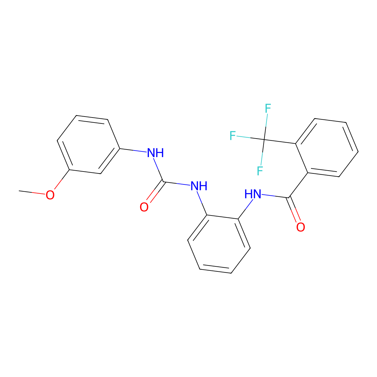 N-(2-(3-(3-methoxyphenyl)ureido)phenyl)-2-(trifluoromethyl)benzamide molecular structure, CAS 1203379-32-1