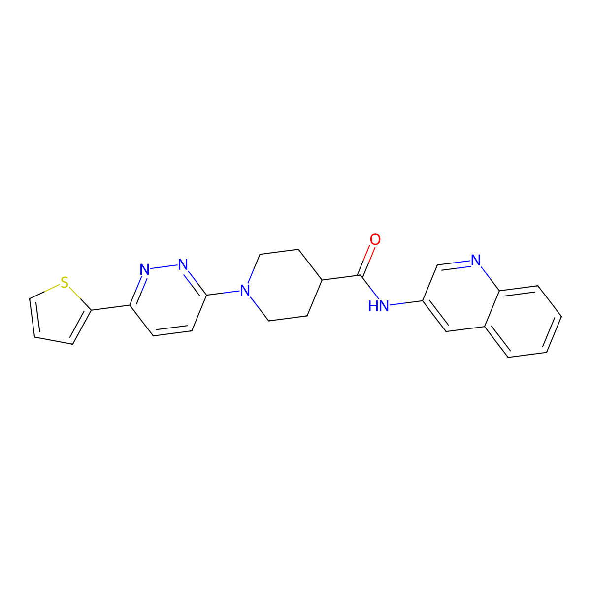 N-(quinolin-3-yl)-1-(6-(thiophen-2-yl)pyridazin-3-yl)piperidine-4-carboxamide molecular structure, CAS 1203380-13-5