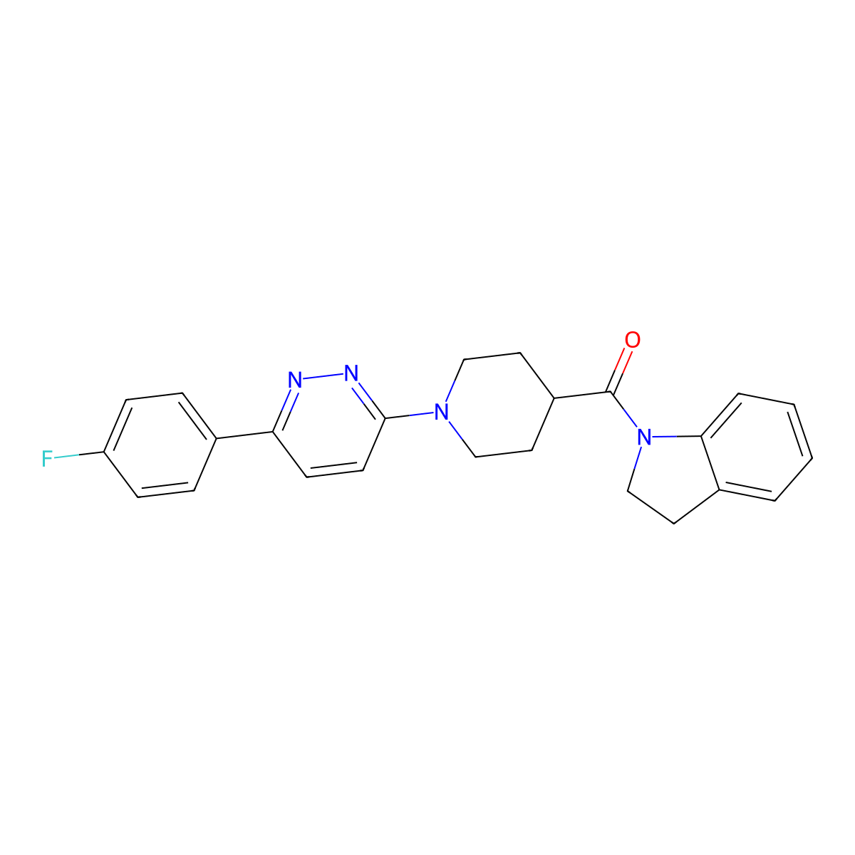 (1-(6-(4-Fluorophenyl)pyridazin-3-yl)piperidin-4-yl)(indolin-1-yl)methanone molecular structure, CAS 1203380-37-3