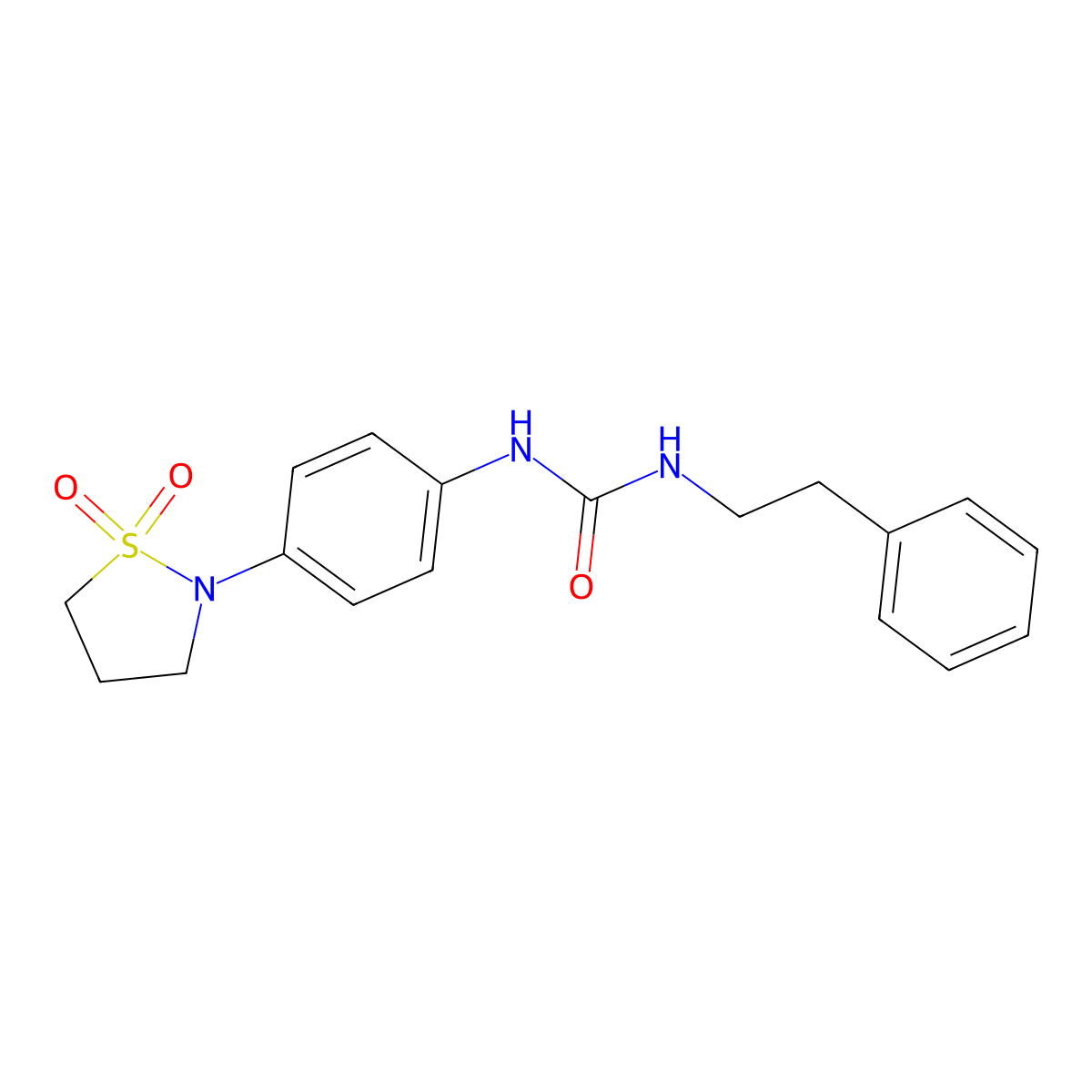 1-(4-(1,1-Dioxidoisothiazolidin-2-yl)phenyl)-3-phenethylurea molecular structure, CAS 1203380-92-0