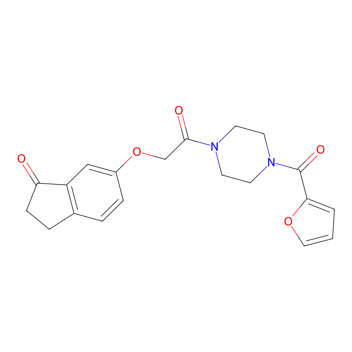 6-(2-(4-(furan-2-carbonyl)piperazin-1-yl)-2-oxoethoxy)-2,3-dihydro-1H-inden-1-one molecular structure, CAS 1203381-08-1