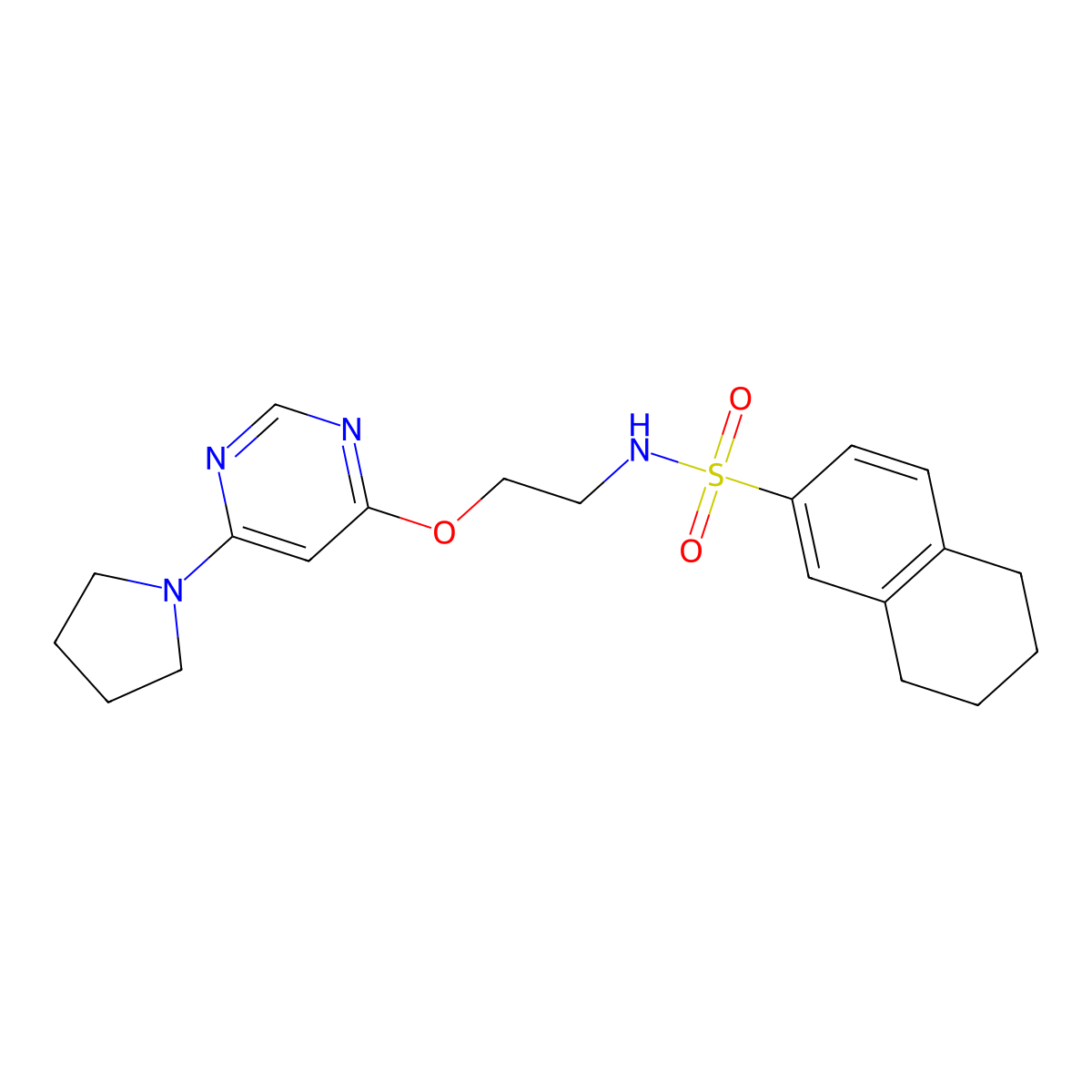 N-(2-((6-(pyrrolidin-1-yl)pyrimidin-4-yl)oxy)ethyl)-5,6,7,8-tetrahydronaphthalene-2-sulfonamide molecular structure, CAS 1203382-25-5