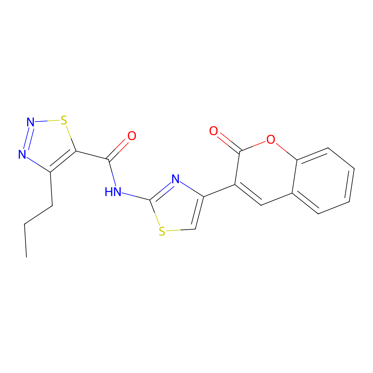 N-(4-(2-oxo-2H-chromen-3-yl)thiazol-2-yl)-4-propyl-1,2,3-thiadiazole-5-carboxamide molecular structure, CAS 1203383-06-5