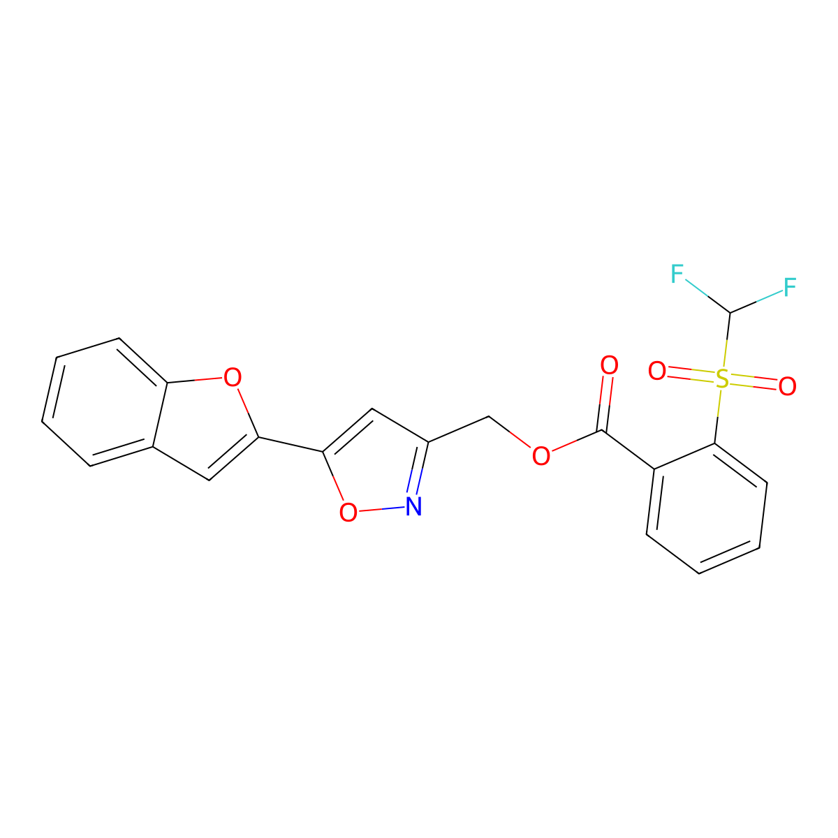 [5-(1-Benzofuran-2-yl)-1,2-oxazol-3-yl]methyl 2-difluoromethanesulfonylbenzoate molecular structure, CAS 1203383-64-5
