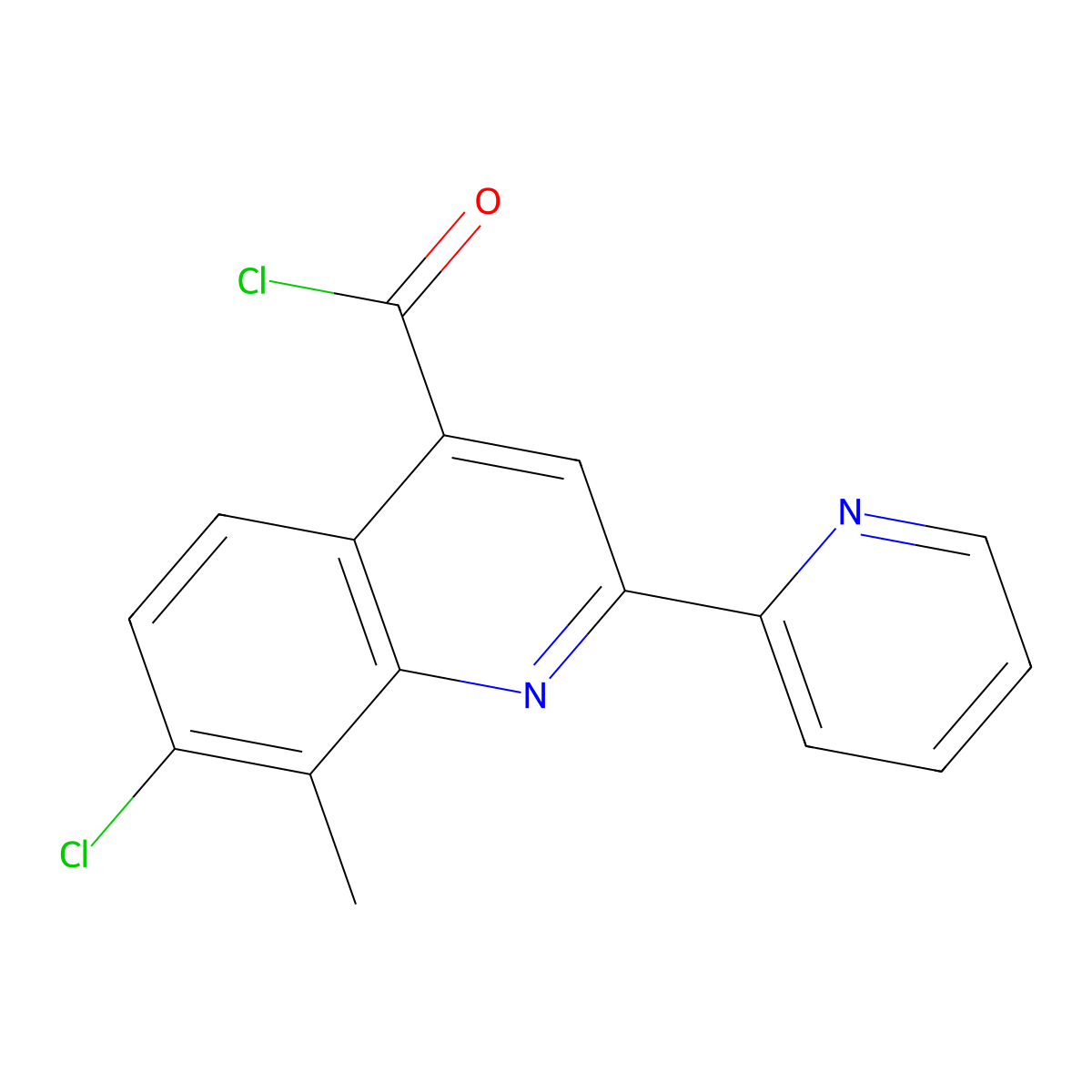 7-Chloro-8-methyl-2-pyridin-2-ylquinoline-4-carbonyl chloride hydrochloride molecular structure, CAS 1203383-75-8