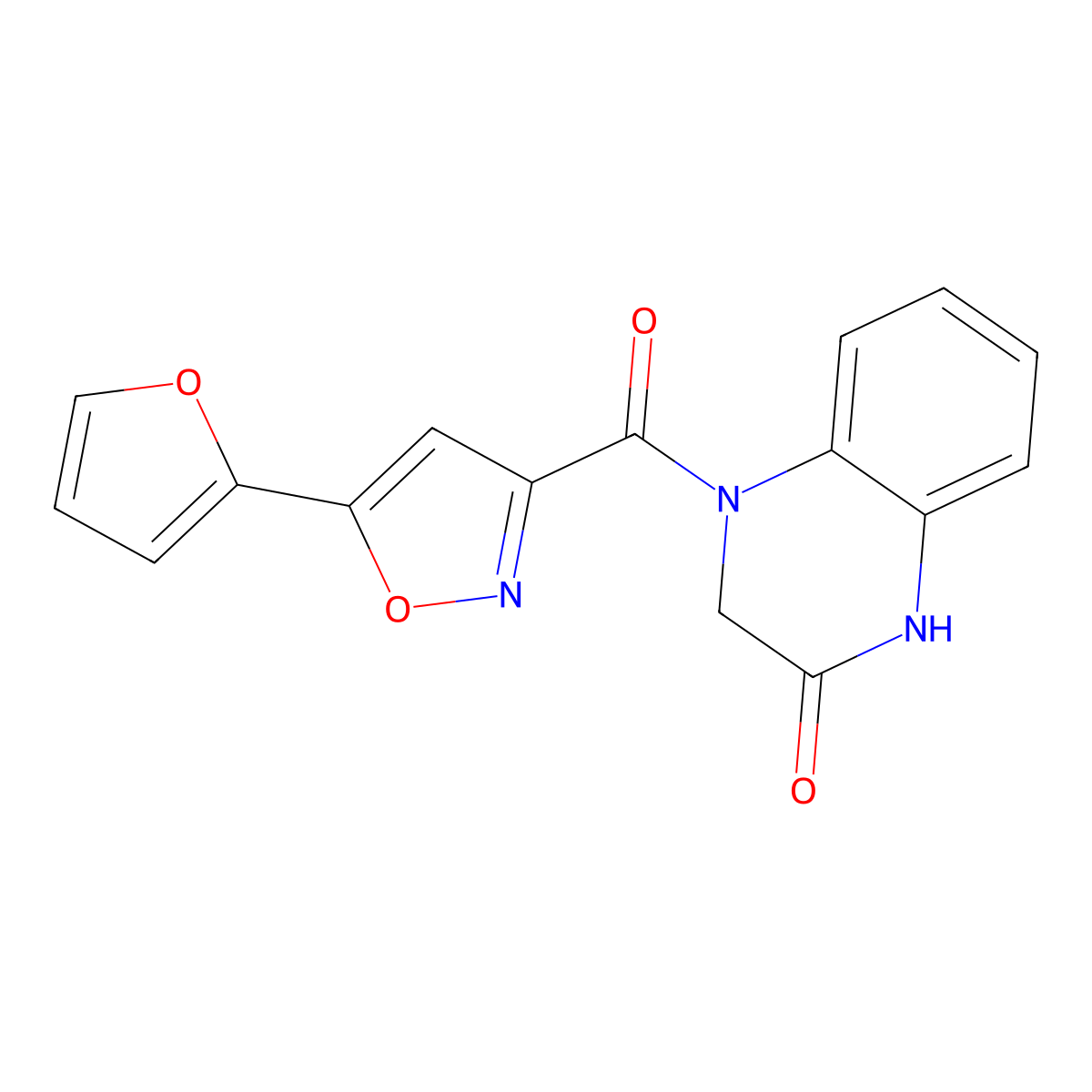 4-(5-(furan-2-yl)isoxazole-3-carbonyl)-3,4-dihydroquinoxalin-2(1H)-one molecular structure, CAS 1203384-26-2
