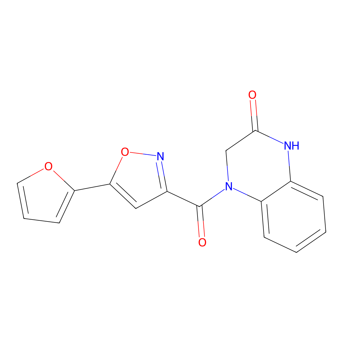 4-(5-(furan-2-yl)isoxazole-3-carbonyl)-3,4-dihydroquinoxalin-2(1H)-one molecular structure, CAS 1203384-26-2
