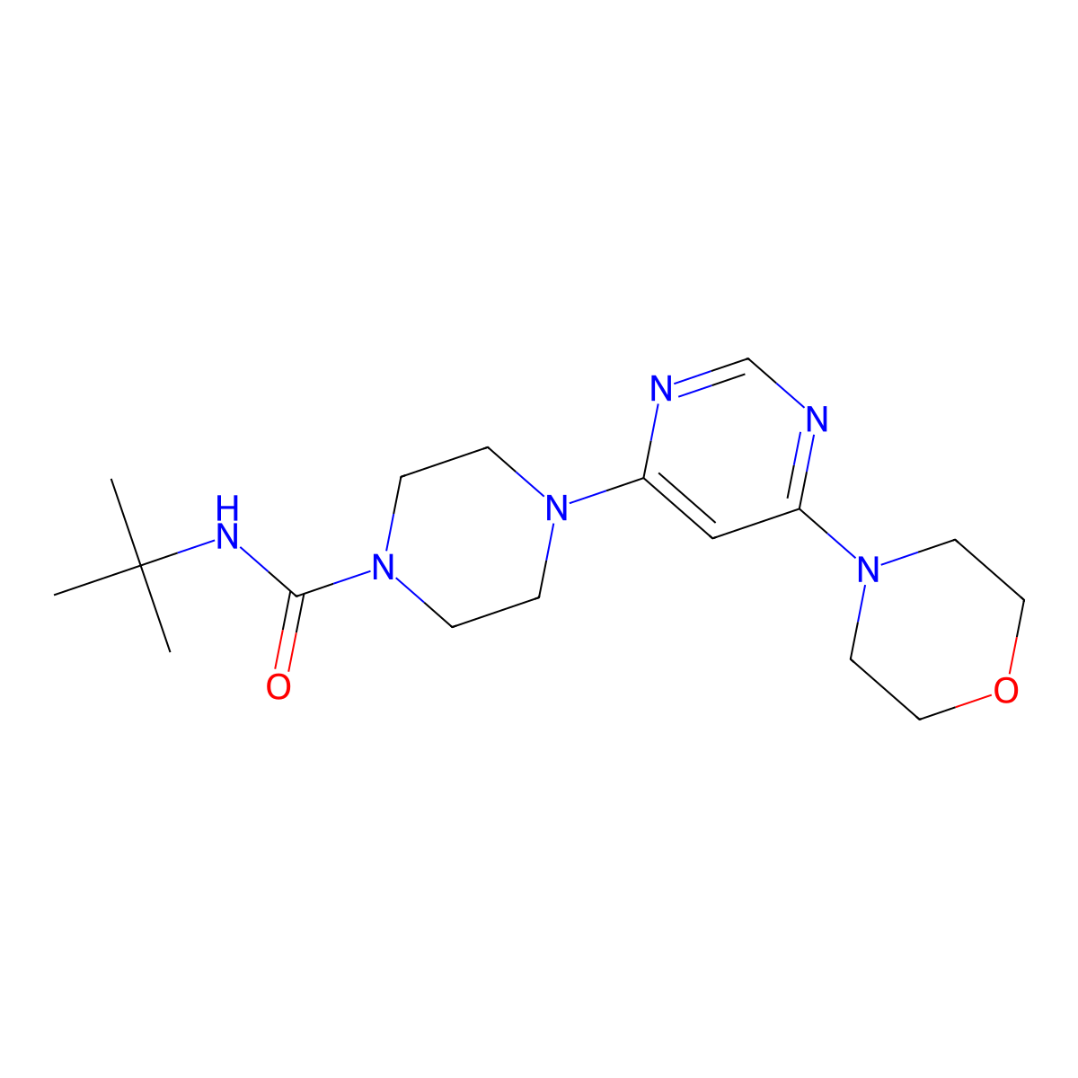 N-(tert-butyl)-4-(6-morpholinopyrimidin-4-yl)piperazine-1-carboxamide molecular structure, CAS 1203384-51-3