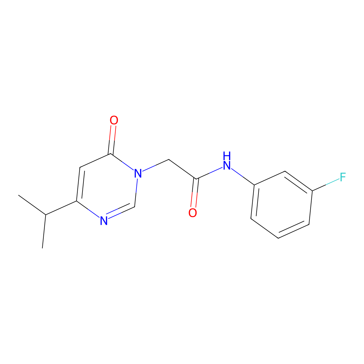 N-(3-fluorophenyl)-2-(4-isopropyl-6-oxopyrimidin-1(6H)-yl)acetamide molecular structure, CAS 1203384-60-4