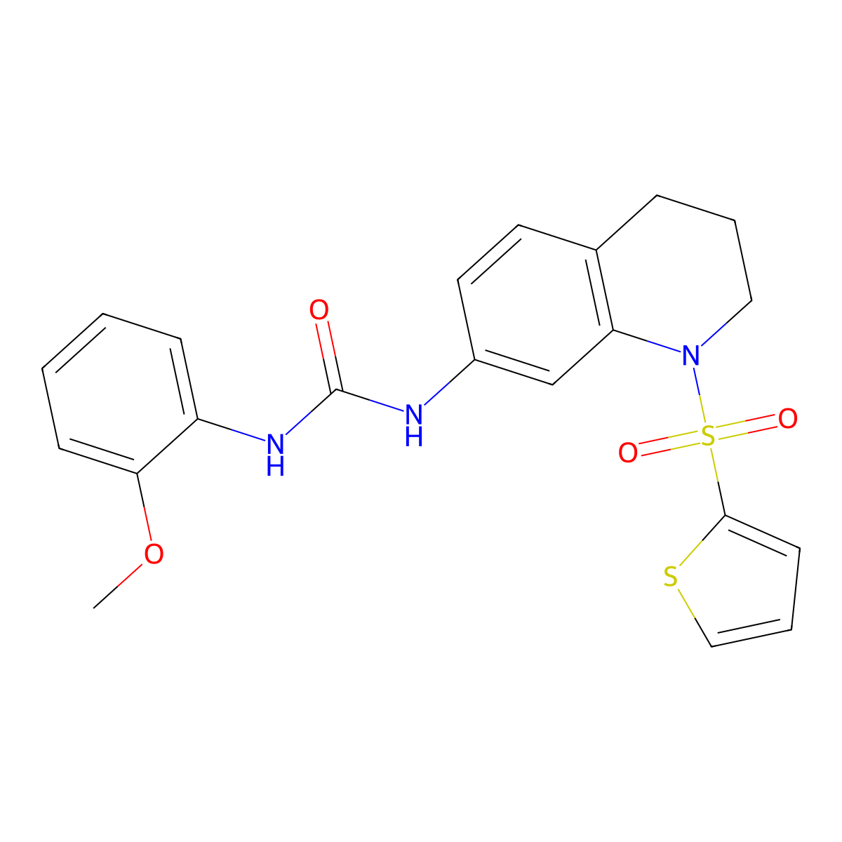 1-(2-Methoxyphenyl)-3-(1-(thiophen-2-ylsulfonyl)-1,2,3,4-tetrahydroquinolin-7-yl)urea molecular structure, CAS 1203385-22-1