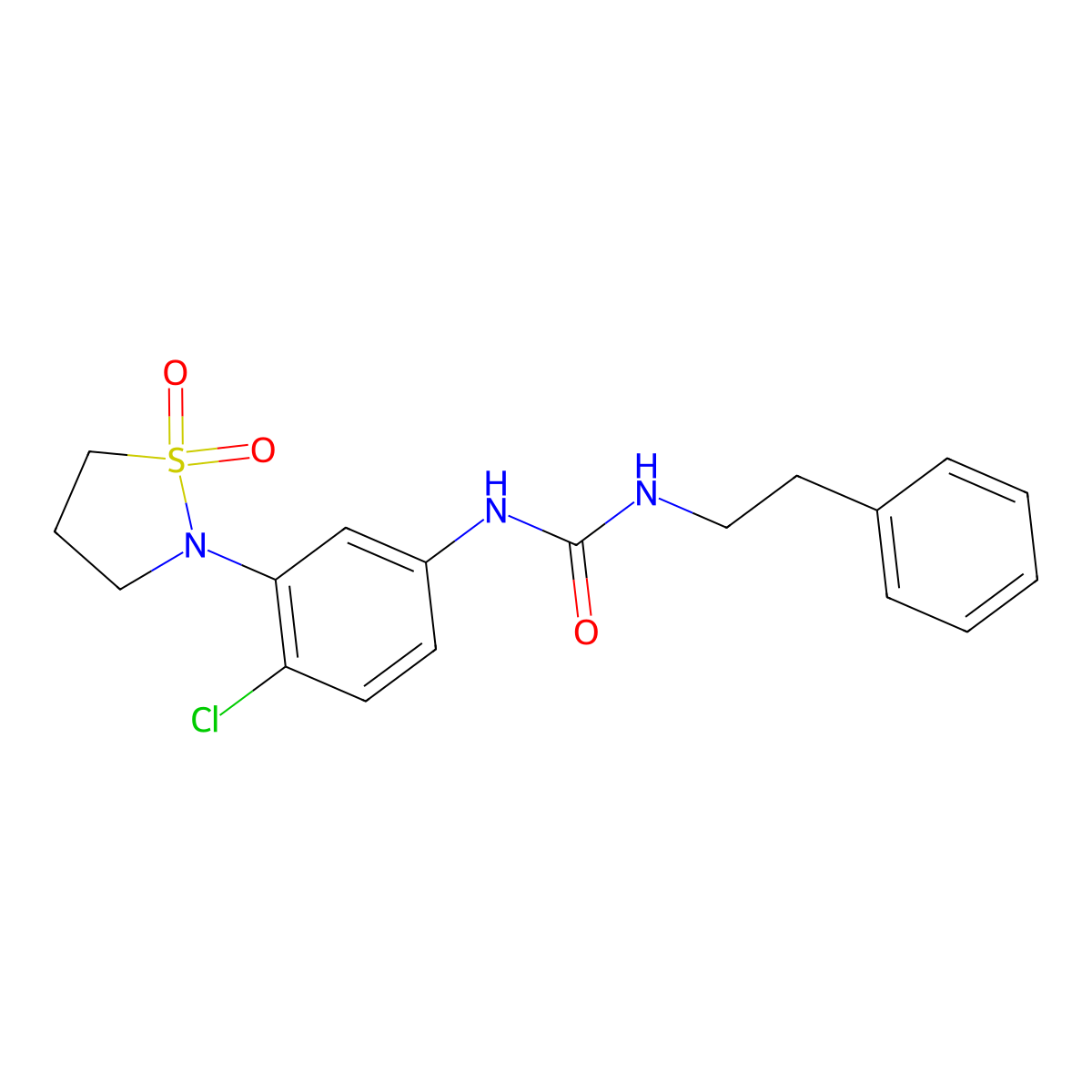 1-(4-Chloro-3-(1,1-dioxidoisothiazolidin-2-yl)phenyl)-3-phenethylurea molecular structure, CAS 1203385-59-4