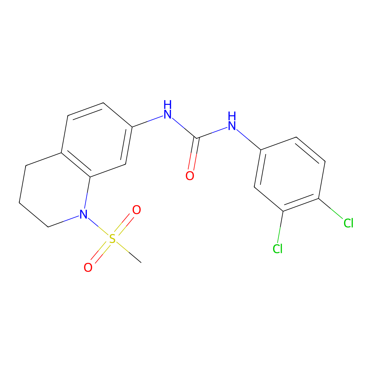 1-(3,4-Dichlorophenyl)-3-(1-(methylsulfonyl)-1,2,3,4-tetrahydroquinolin-7-yl)urea molecular structure, CAS 1203386-35-9