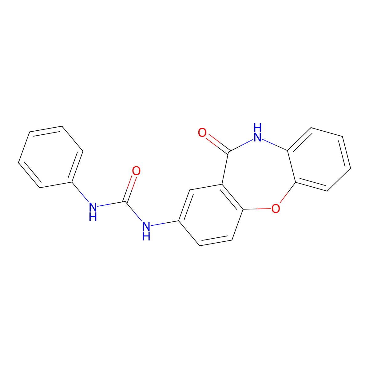 3-{10-Oxo-2-oxa-9-azatricyclo[9.4.0.0^{3,8}]pentadeca-1(11),3(8),4,6,12,14-hexaen-13-yl}-1-phenylurea molecular structure, CAS 1203386-49-5