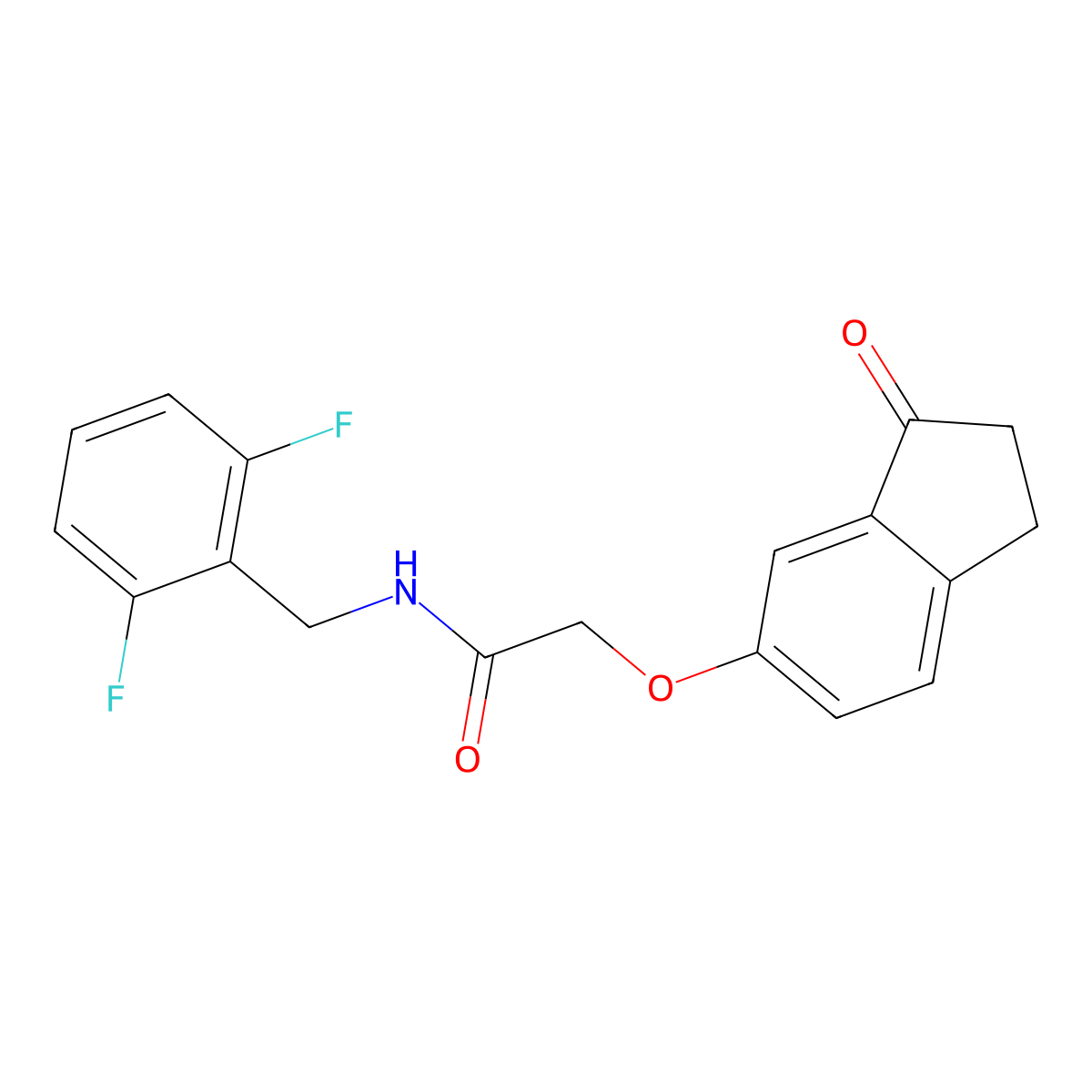 N-(2,6-difluorobenzyl)-2-((3-oxo-2,3-dihydro-1H-inden-5-yl)oxy)acetamide molecular structure, CAS 1203387-04-5