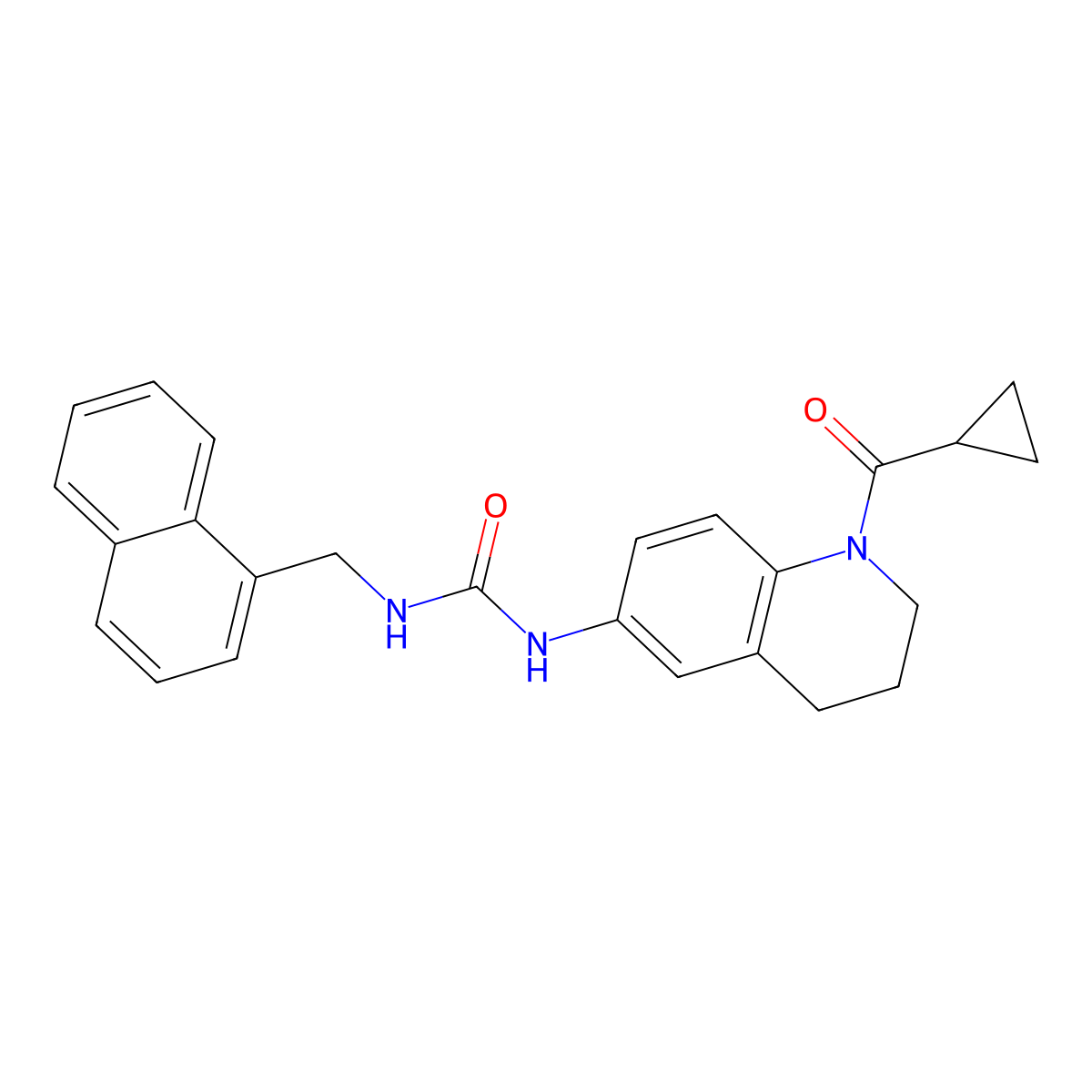 1-(1-(Cyclopropanecarbonyl)-1,2,3,4-tetrahydroquinolin-6-yl)-3-(naphthalen-1-ylmethyl)urea molecular structure, CAS 1203387-12-5