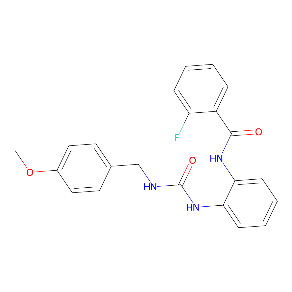 2-fluoro-N-(2-(3-(4-methoxybenzyl)ureido)phenyl)benzamide molecular structure, CAS 1203387-18-1